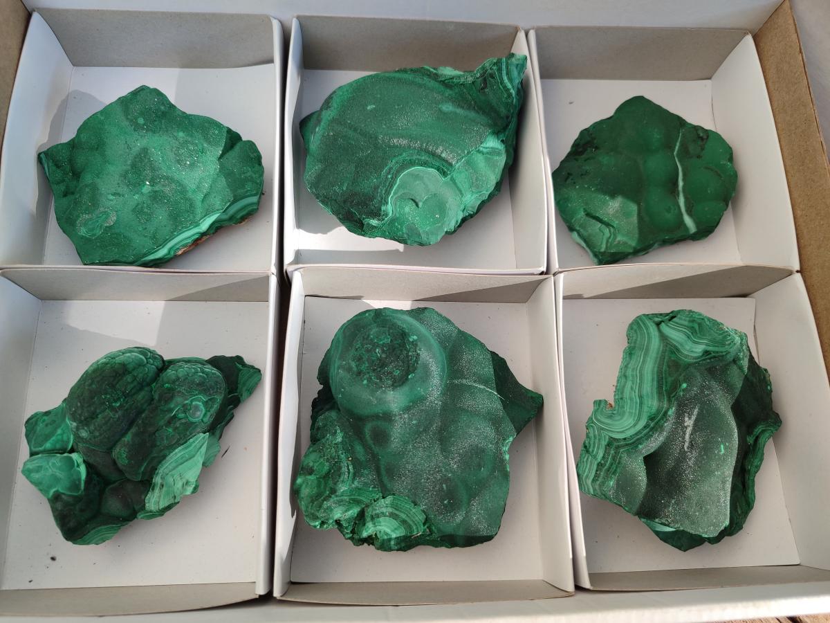 Natural Botryoidal Malachite Specimens x 6 From Congo - Toprock Gemstones and Minerals 