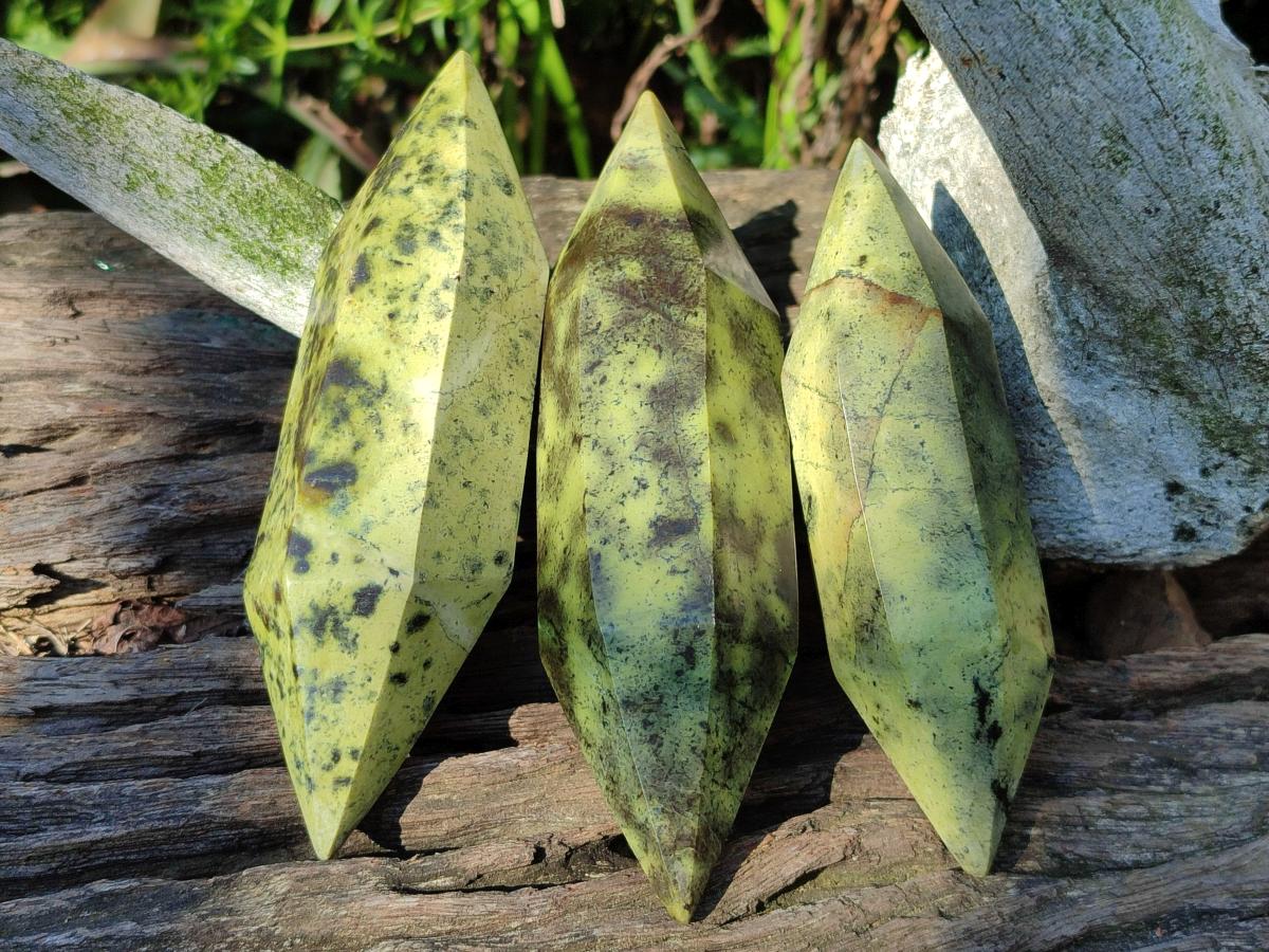 Polished Double Terminated Leopard Stone Crystals x 4 From Zimbabwe - Toprock Gemstones and Minerals 