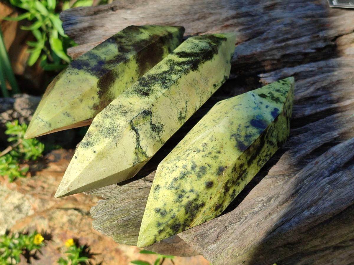Polished Double Terminated Leopard Stone Crystals x 4 From Zimbabwe - Toprock Gemstones and Minerals 