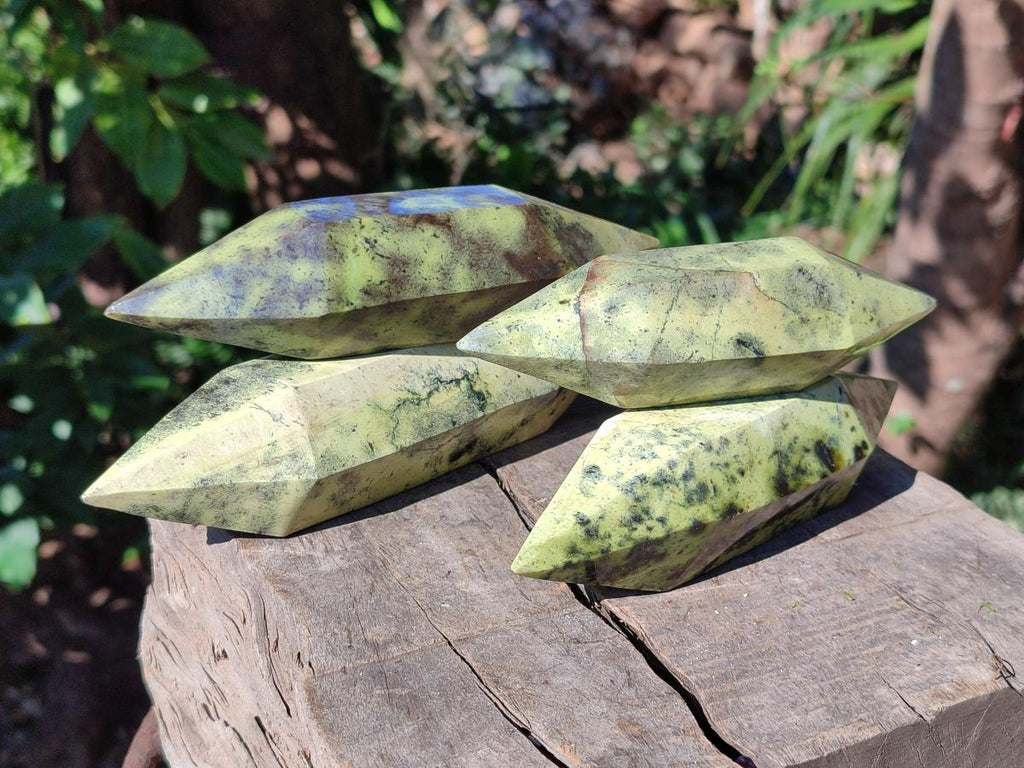 Polished Double Terminated Leopard Stone Crystals x 4 From Zimbabwe - Toprock Gemstones and Minerals 