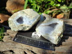 Polished On One Side Blue Lace Agate Geodes x 12 From Nsanje, Malawi - Toprock Gemstones and Minerals 
