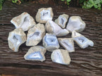 Polished On One Side Blue Lace Agate Geodes x 12 From Nsanje, Malawi - Toprock Gemstones and Minerals 