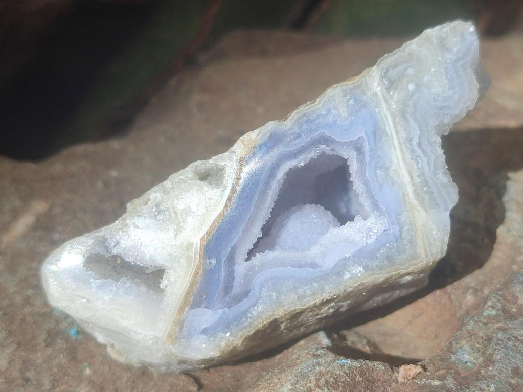 Polished On One Side Blue Lace Agate Geodes x 12 From Nsanje, Malawi - Toprock Gemstones and Minerals 