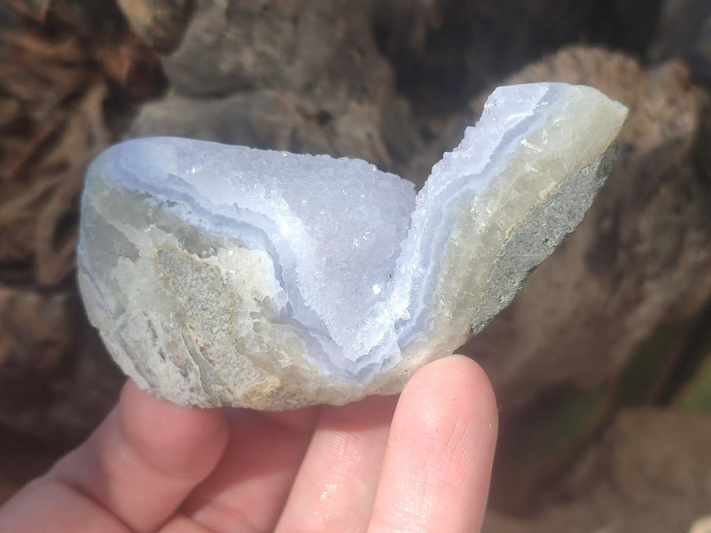 Polished On One Side Blue Lace Agate Geodes x 12 From Nsanje, Malawi - Toprock Gemstones and Minerals 