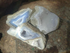 Polished On One Side Blue Lace Agate Geodes x 12 From Nsanje, Malawi - Toprock Gemstones and Minerals 