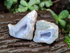 Polished On One Side Blue Lace Agate Geodes x 12 From Nsanje, Malawi - Toprock Gemstones and Minerals 