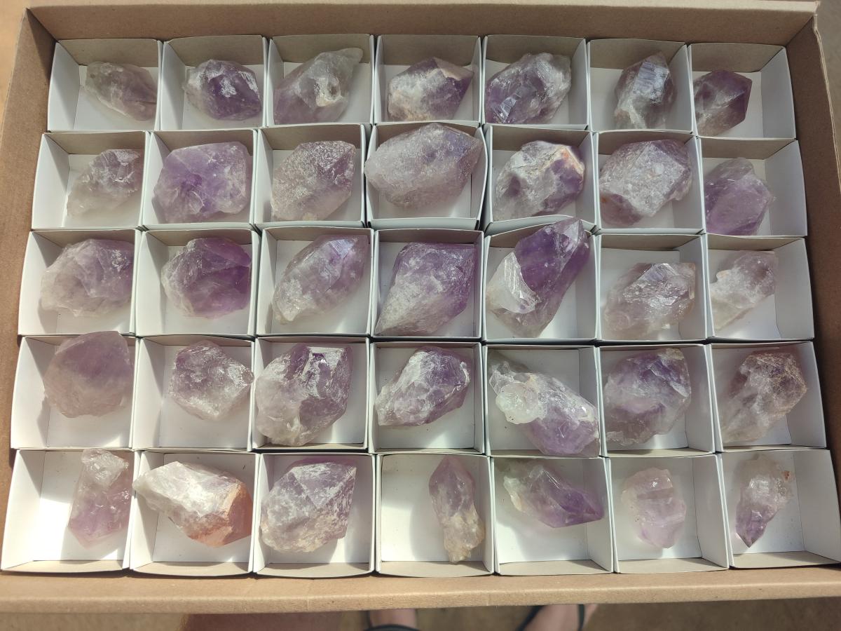 Natural Jacaranda Amethyst Single Crystals x 35 From Mumbwa, Zambia - Toprock Gemstones and Minerals 