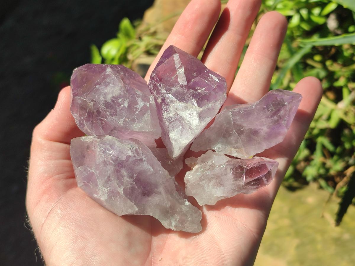 Natural Jacaranda Amethyst Single Crystals x 35 From Mumbwa, Zambia - Toprock Gemstones and Minerals 