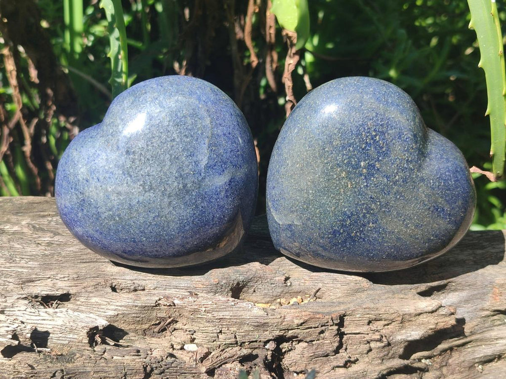 Polished Large Lazulite Hearts x 4 From Madagascar - Toprock Gemstones and Minerals 