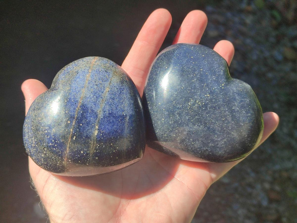 Polished Large Lazulite Hearts x 4 From Madagascar - Toprock Gemstones and Minerals 
