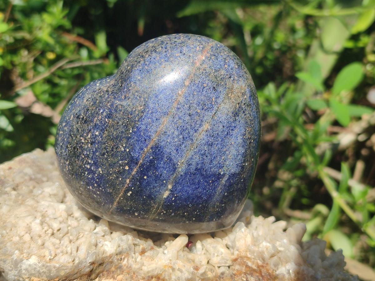 Polished Large Lazulite Hearts x 4 From Madagascar - Toprock Gemstones and Minerals 