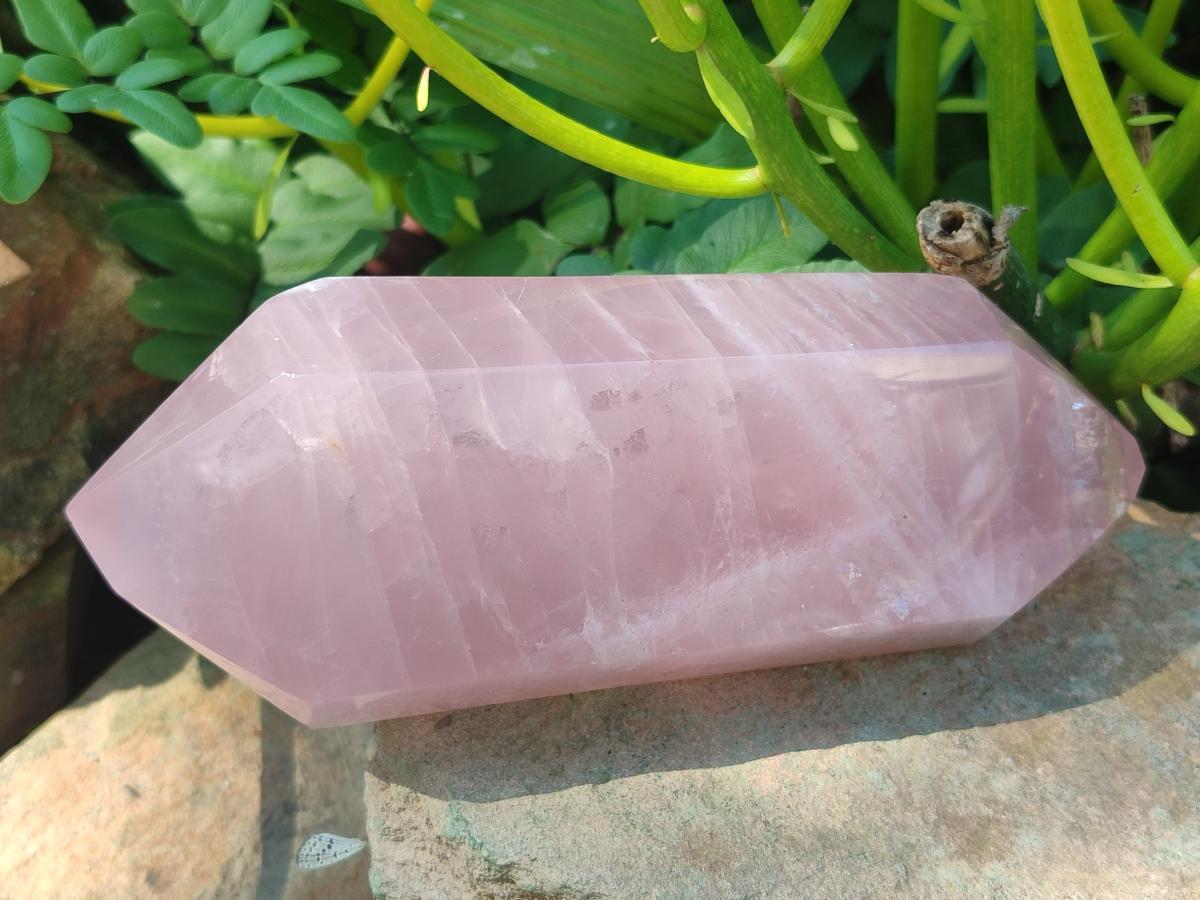 Polished Double Terminated Gemmy Rose Quartz Crystals x 3 From Madagascar - Toprock Gemstones and Minerals 