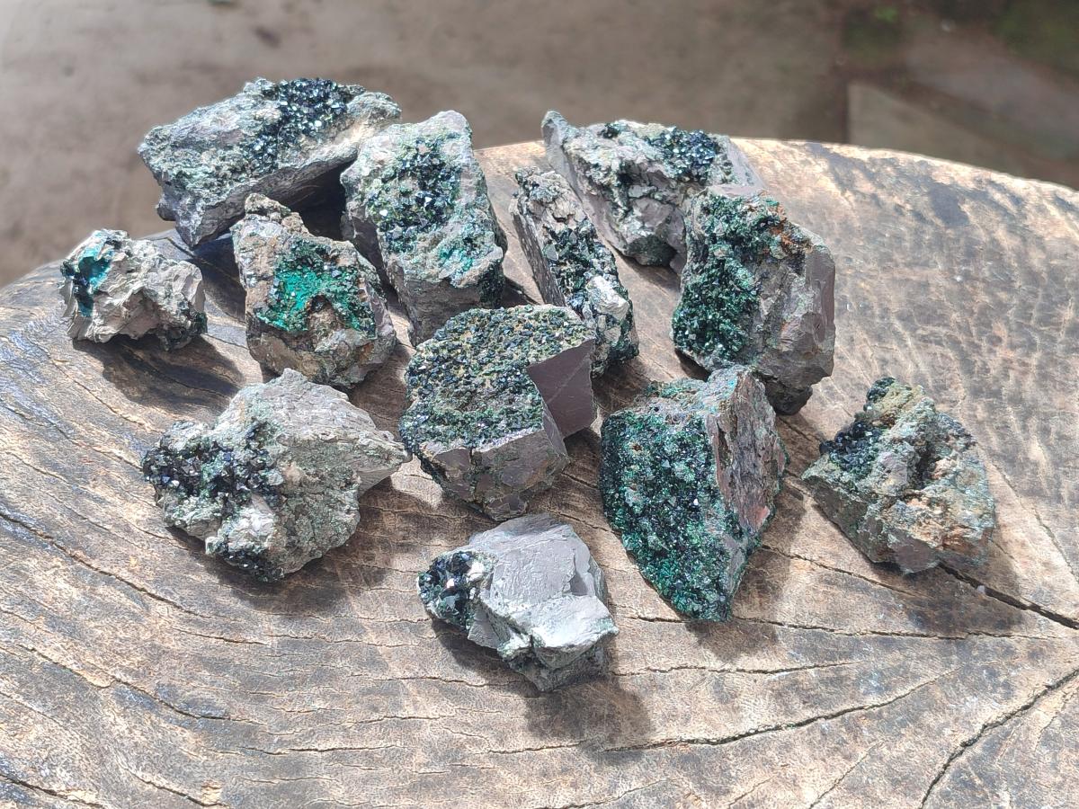 Natural Libethenite Crystals on Dolomite Matrix Specimens x 12 From Shituru, Congo - Toprock Gemstones and Minerals 