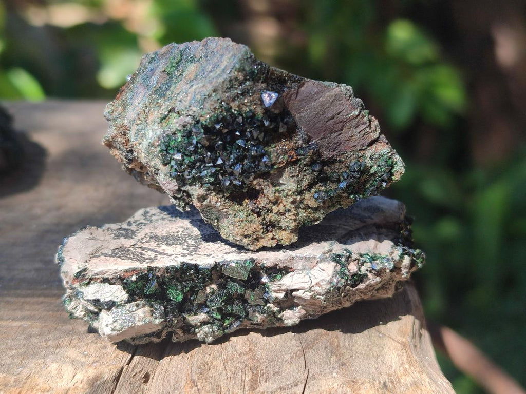 Natural Libethenite Crystals on Dolomite Matrix Specimens x 12 From Shituru, Congo - Toprock Gemstones and Minerals 