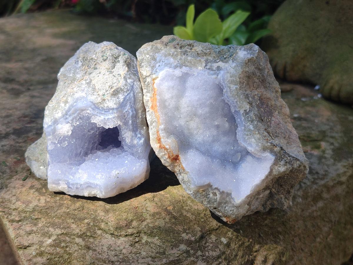 Natural Blue Lace Agate Geode Specimens x 12 From Nsanje, Malawi - Toprock Gemstones and Minerals 