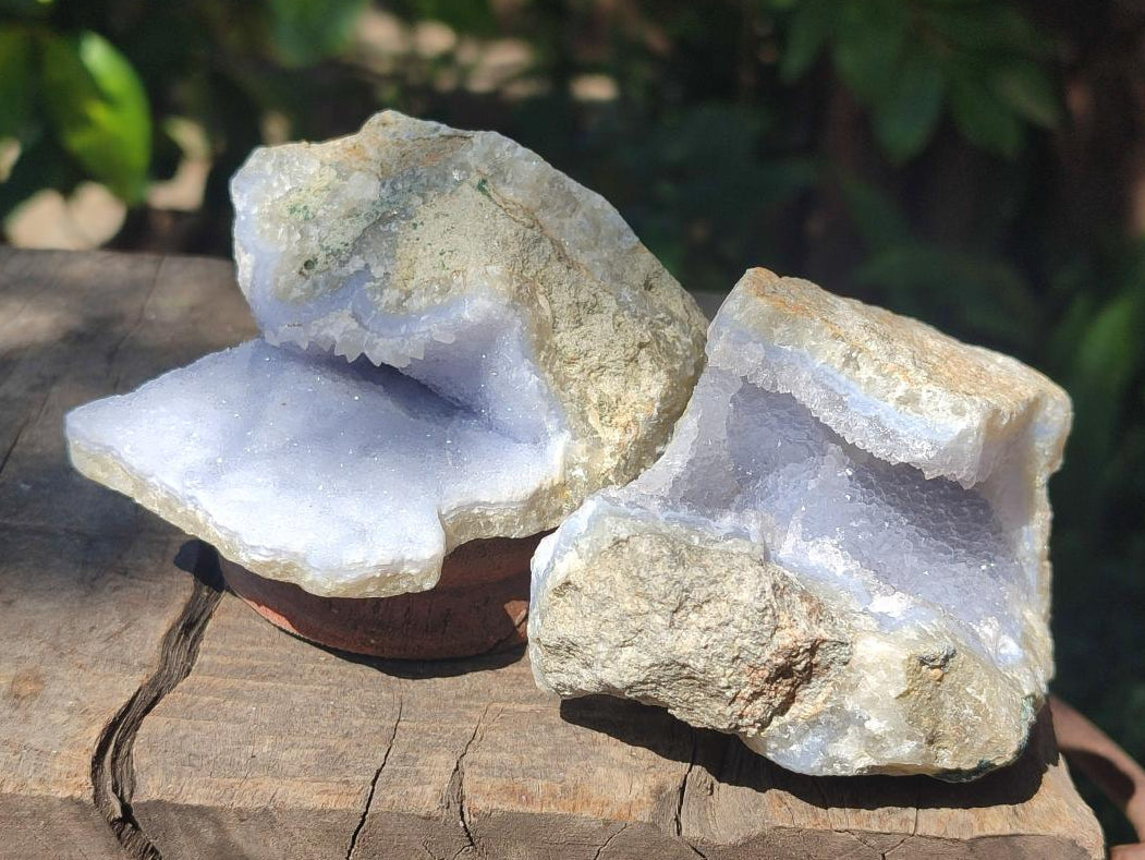 Natural Blue Lace Agate Geode Specimens x 12 From Nsanje, Malawi - Toprock Gemstones and Minerals 