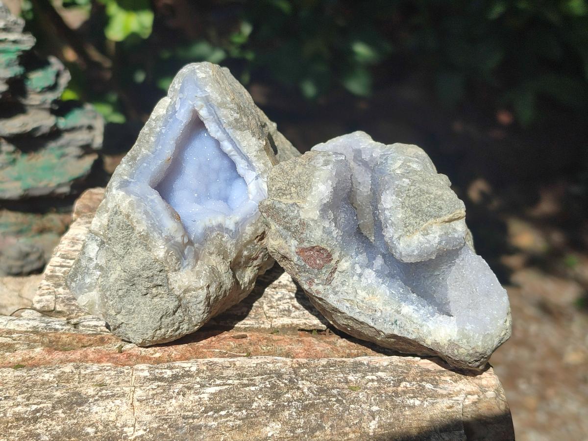 Natural Blue Lace Agate Geode Specimens x 12 From Nsanje, Malawi - Toprock Gemstones and Minerals 