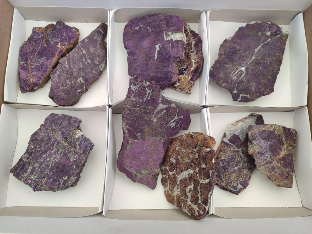 Polished Large Metallic Purpurite Slices x 10 From Erongo, Namibia - Toprock Gemstones and Minerals 