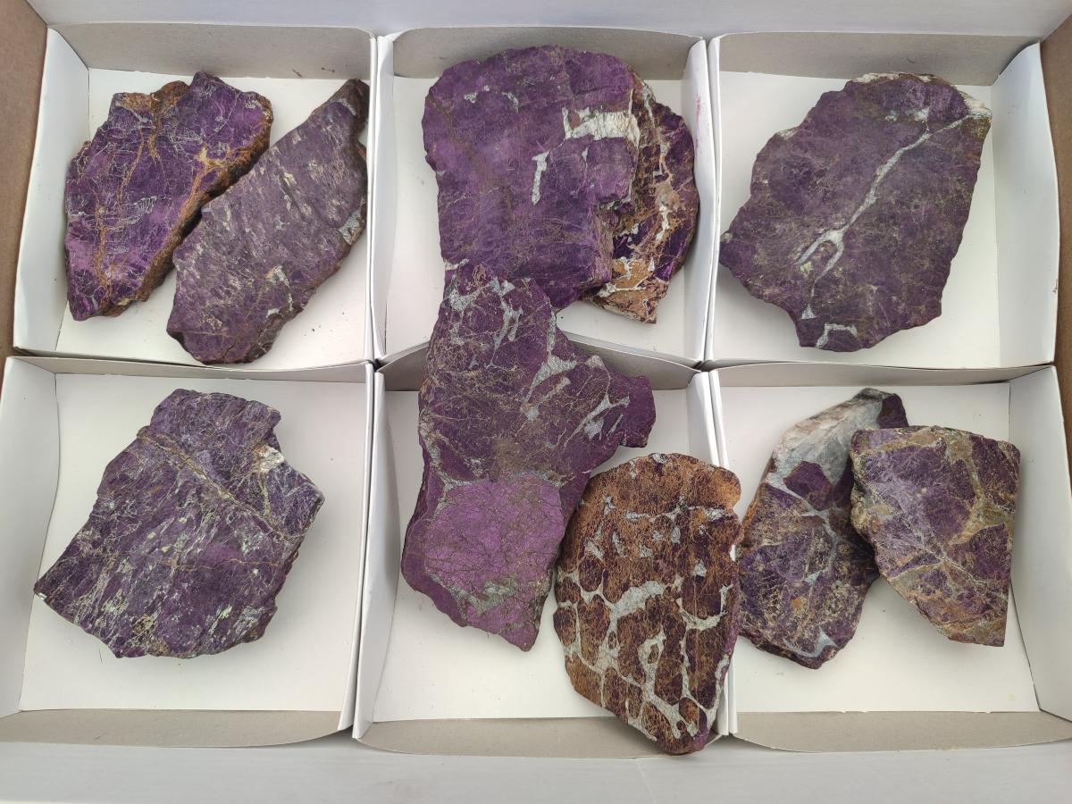 Polished Large Metallic Purpurite Slices x 10 From Erongo, Namibia - Toprock Gemstones and Minerals 