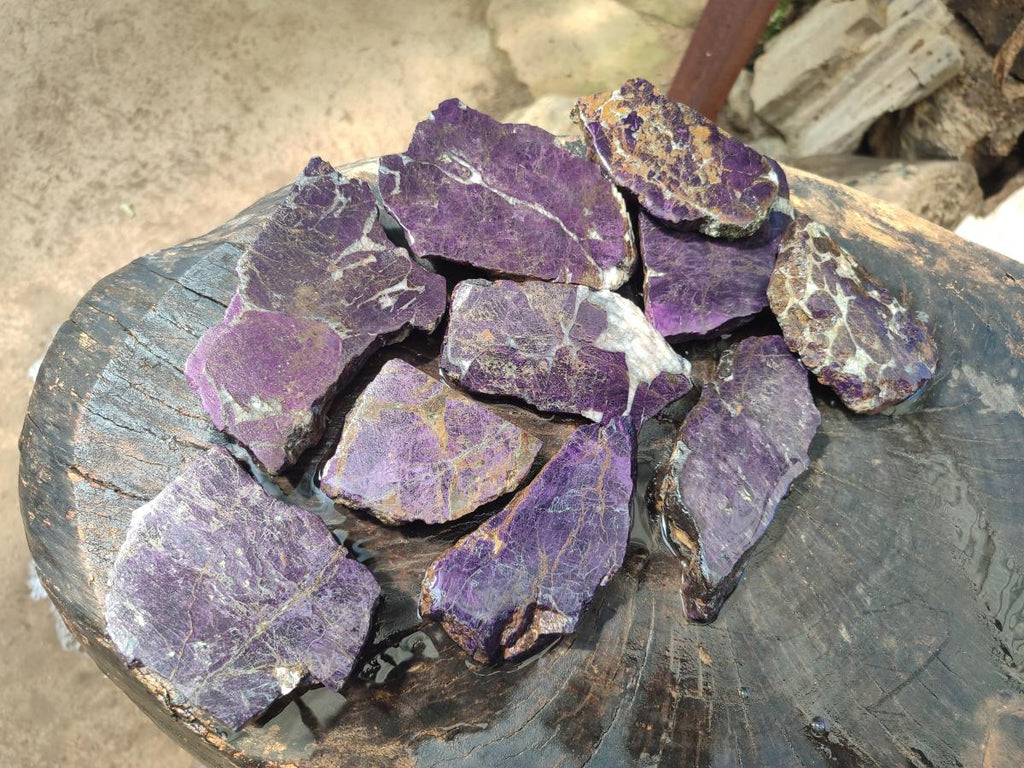 Polished Large Metallic Purpurite Slices x 10 From Erongo, Namibia - Toprock Gemstones and Minerals 