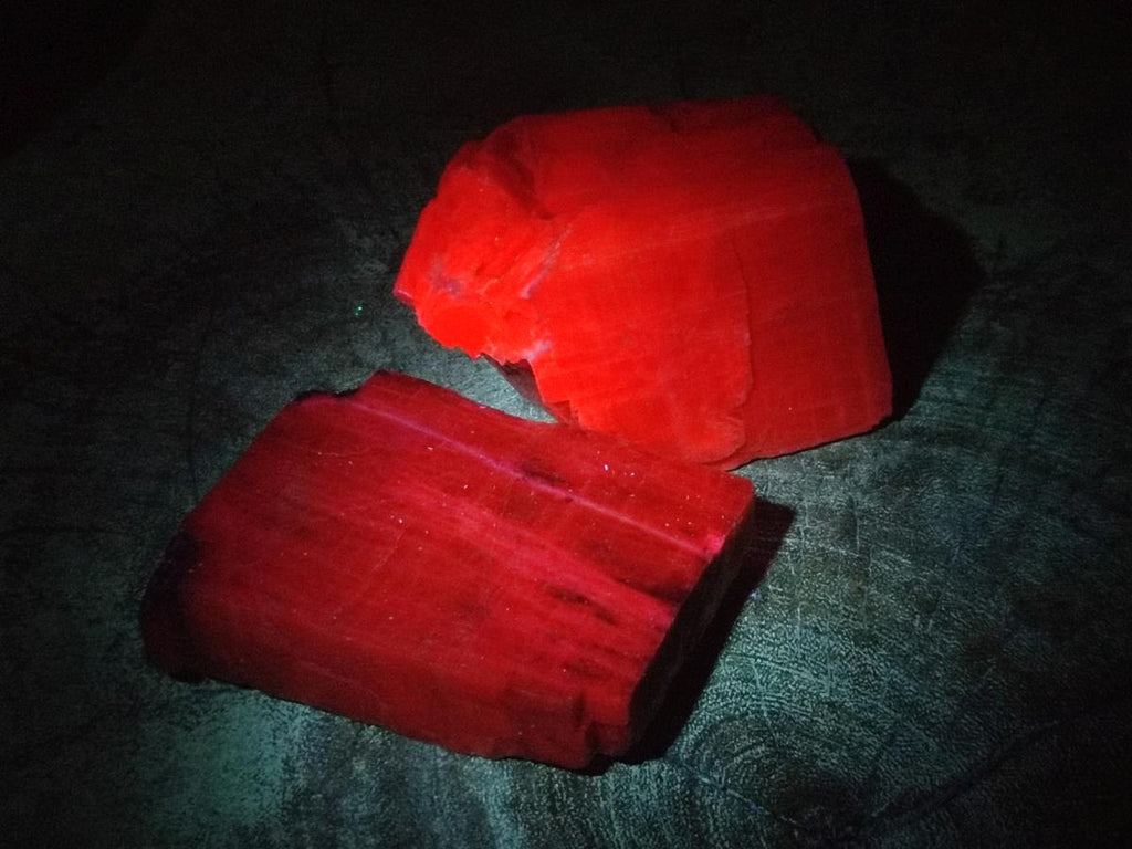 Natural Rhombohedral Sunset Orange Calcite Specimens x 6 From Spitzkop, Namibia - Toprock Gemstones and Minerals 