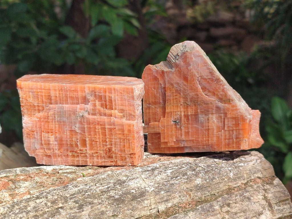 Natural Rhombohedral Sunset Orange Calcite Specimens x 6 From Spitzkop, Namibia - Toprock Gemstones and Minerals 