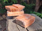 Natural Rhombohedral Sunset Orange Calcite Specimens x 6 From Spitzkop, Namibia - Toprock Gemstones and Minerals 