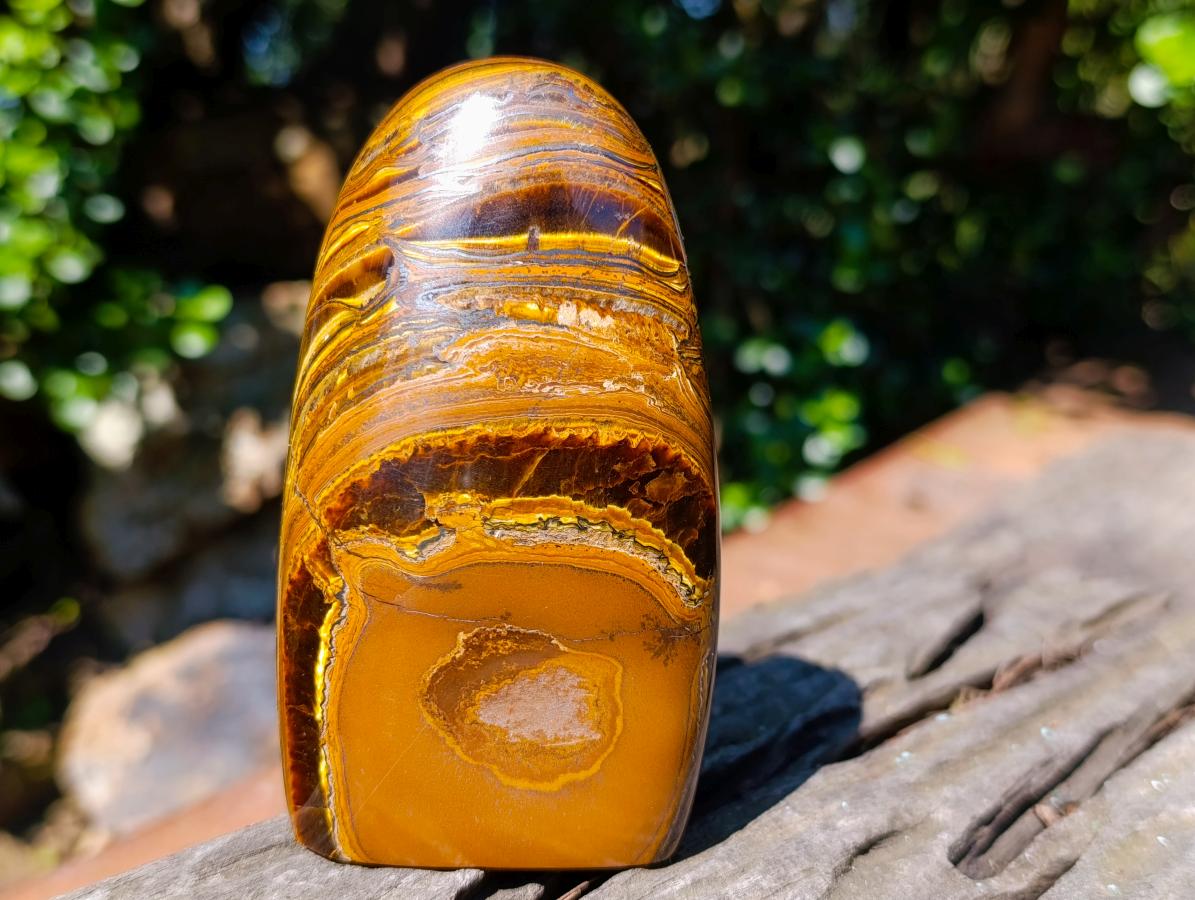 Polished Banded Tiger Iron and Golden River Tigers Eye Standing Display Pieces x 3 From South Africa - Toprock Gemstones and Minerals 