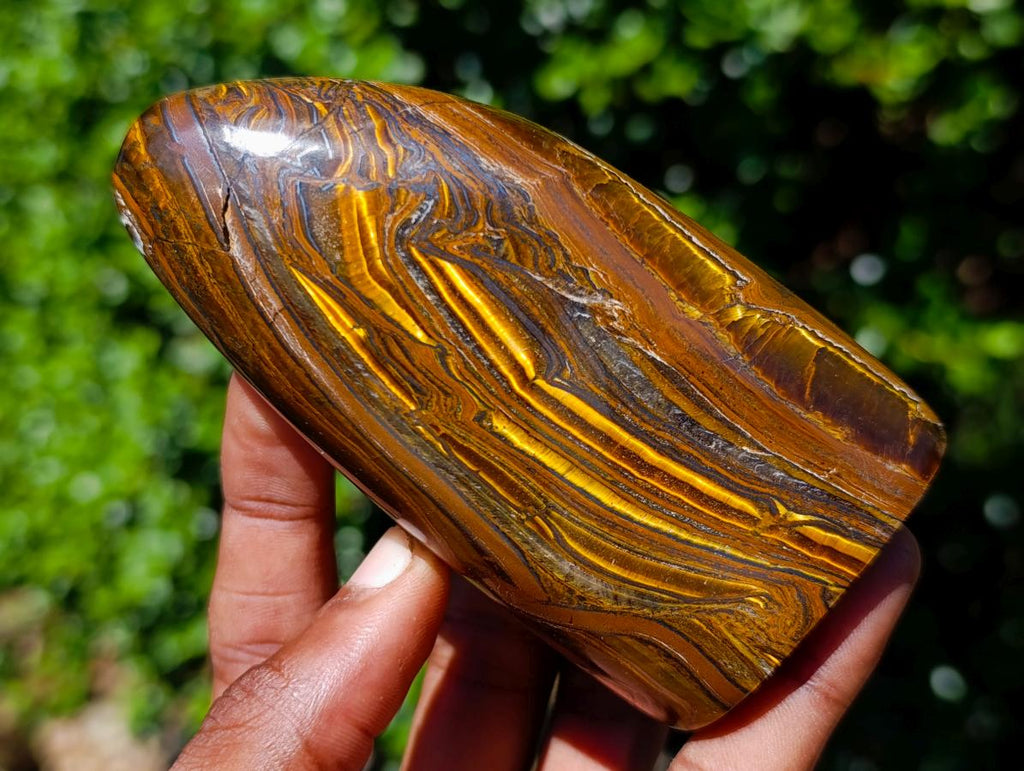 Polished Banded Tiger Iron and Golden River Tigers Eye Standing Display Pieces x 3 From South Africa - Toprock Gemstones and Minerals 