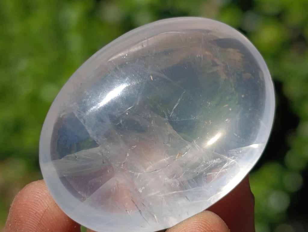 Polished Girasol Pearl Quartz Palm Stones x 20 From Ambatondrazaka, Madagascar - Toprock Gemstones and Minerals 