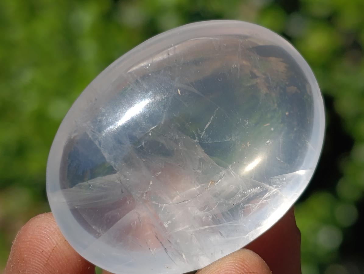 Polished Girasol Pearl Quartz Palm Stones x 20 From Ambatondrazaka, Madagascar - Toprock Gemstones and Minerals 