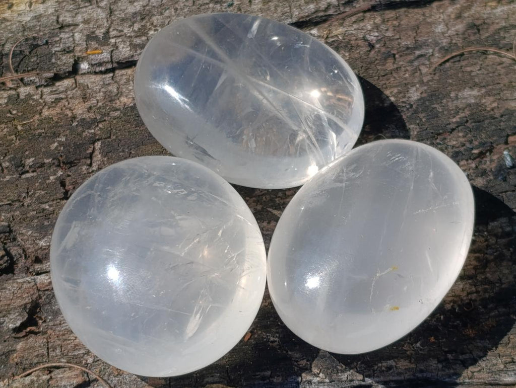 Polished Girasol Pearl Quartz Palm Stones x 20 From Ambatondrazaka, Madagascar - Toprock Gemstones and Minerals 