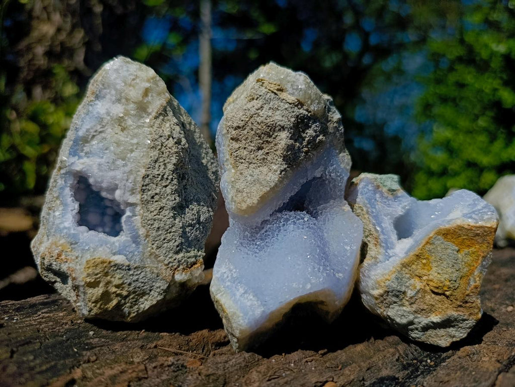Natural Blue Lace Agate Geode Specimens x 12 From Nsanje, Malawi - Toprock Gemstones and Minerals 