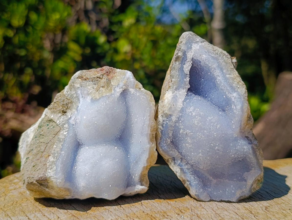 Natural Blue Lace Agate Geode Specimens x 12 From Nsanje, Malawi - Toprock Gemstones and Minerals 