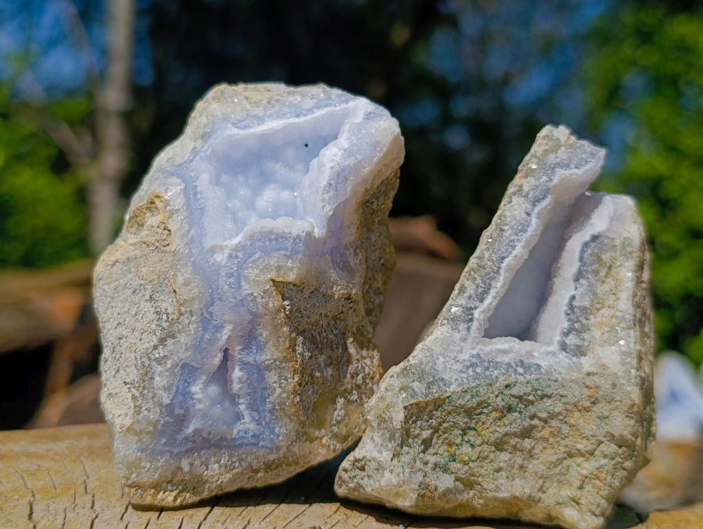 Natural Blue Lace Agate Geode Specimens x 12 From Nsanje, Malawi - Toprock Gemstones and Minerals 