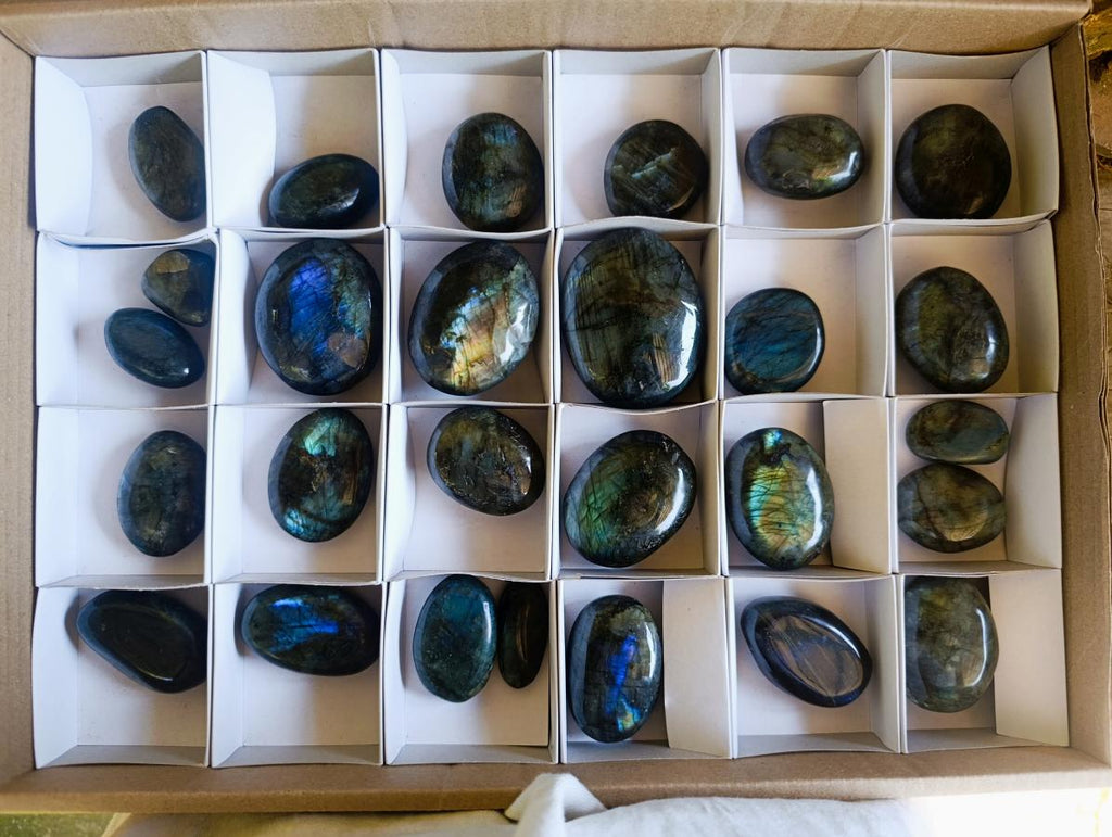 Polished Labradorite Palm Stones x 27 From Madagascar - Toprock Gemstones and Minerals 