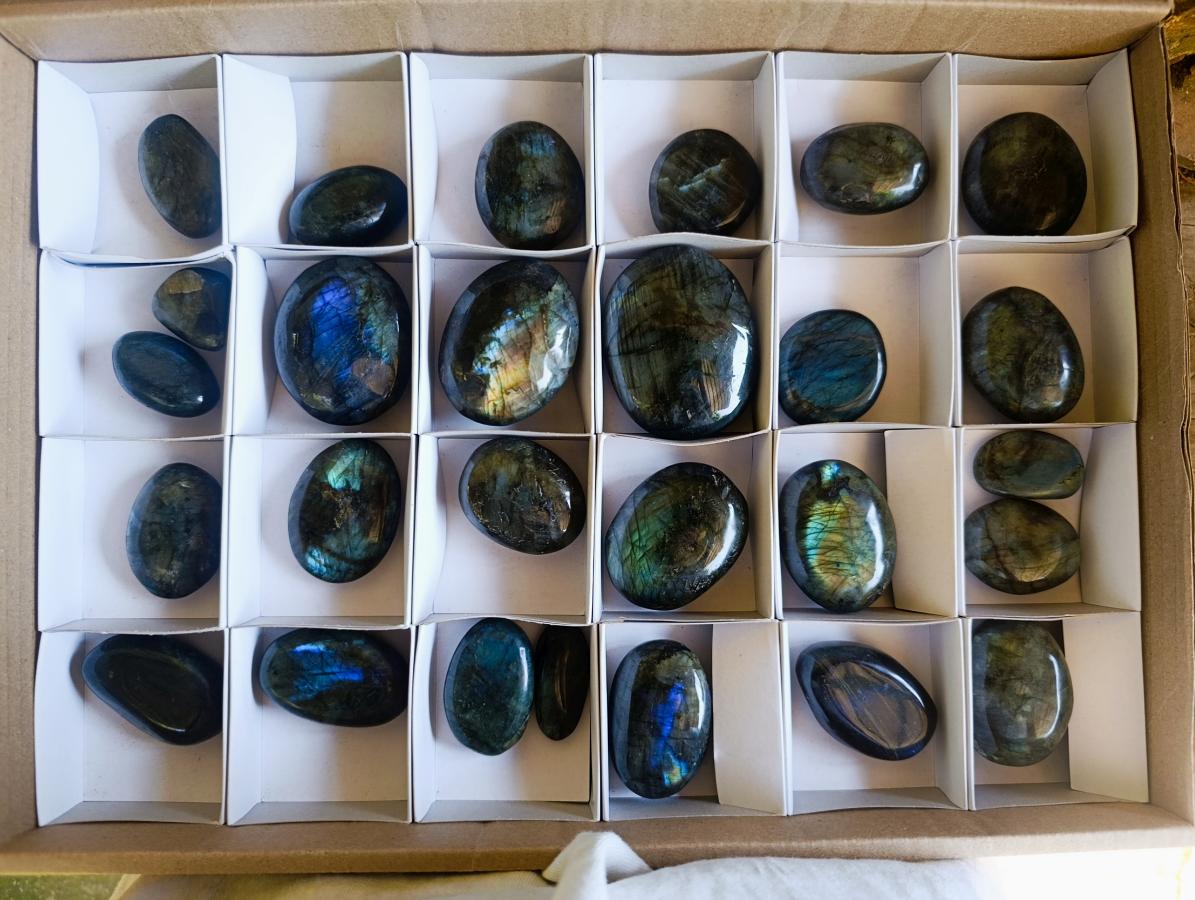 Polished Labradorite Palm Stones x 27 From Madagascar - Toprock Gemstones and Minerals 