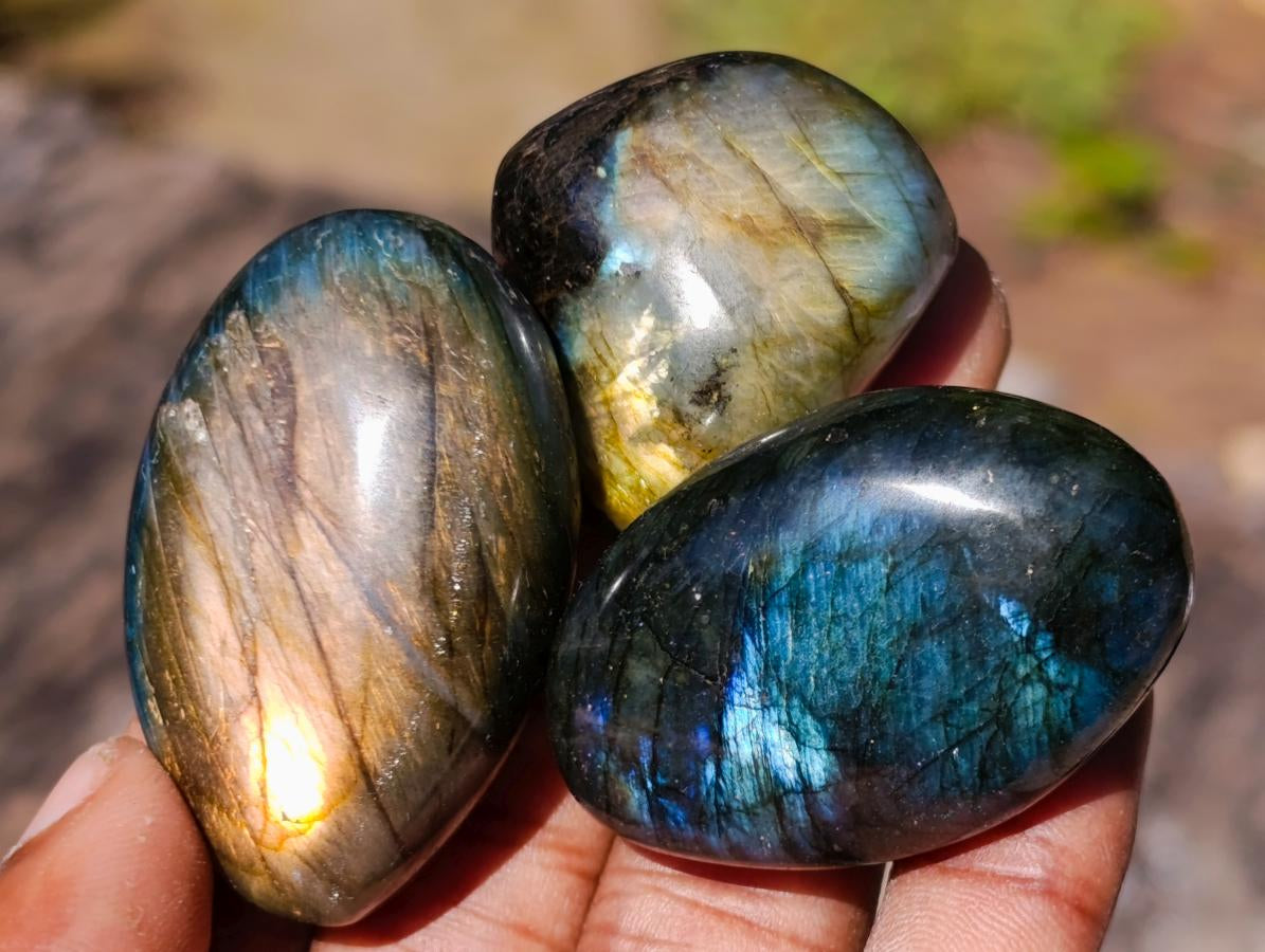 Polished Labradorite Palm Stones x 27 From Madagascar - Toprock Gemstones and Minerals 