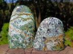 Polished African Turquoise Chrysocolla Standing Free Forms x 3 From South Africa - Toprock Gemstones and Minerals 