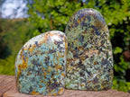 Polished African Turquoise Chrysocolla Standing Free Forms x 3 From South Africa - Toprock Gemstones and Minerals 
