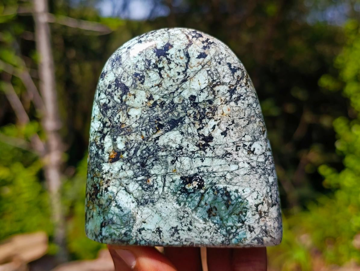 Polished African Turquoise Chrysocolla Standing Free Forms x 3 From South Africa - Toprock Gemstones and Minerals 