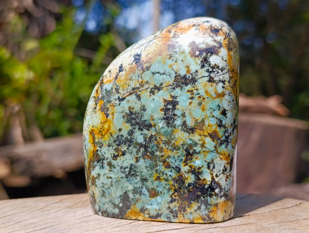 Polished African Turquoise Chrysocolla Standing Free Forms x 3 From South Africa - Toprock Gemstones and Minerals 