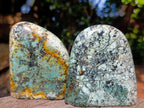 Polished African Turquoise Chrysocolla Standing Free Forms x 3 From South Africa - Toprock Gemstones and Minerals 