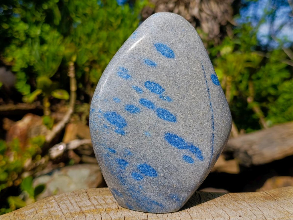 Polished Blue Spotted Spinel in Quartz Standing Display Pieces x 2 From Madagascar - Toprock Gemstones and Minerals 