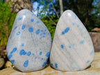 Polished Blue Spotted Spinel in Quartz Standing Display Pieces x 2 From Madagascar - Toprock Gemstones and Minerals 