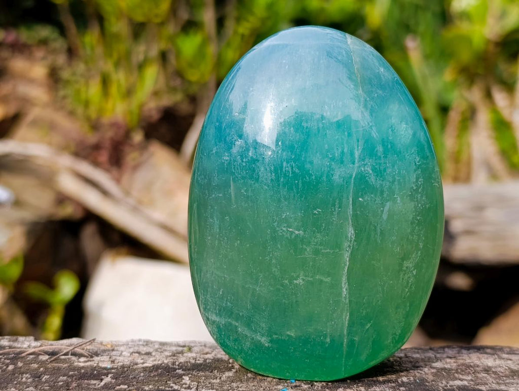 Polished Green Fluorite Standing Display Pieces x 3 From Madagascar - Toprock Gemstones and Minerals 