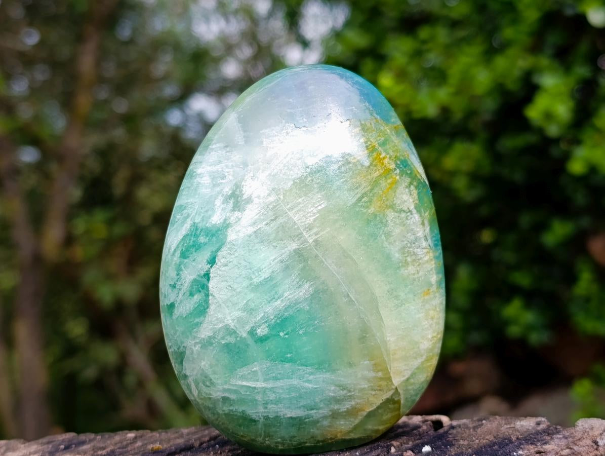 Polished Green Fluorite Standing Display Pieces x 3 From Madagascar - Toprock Gemstones and Minerals 