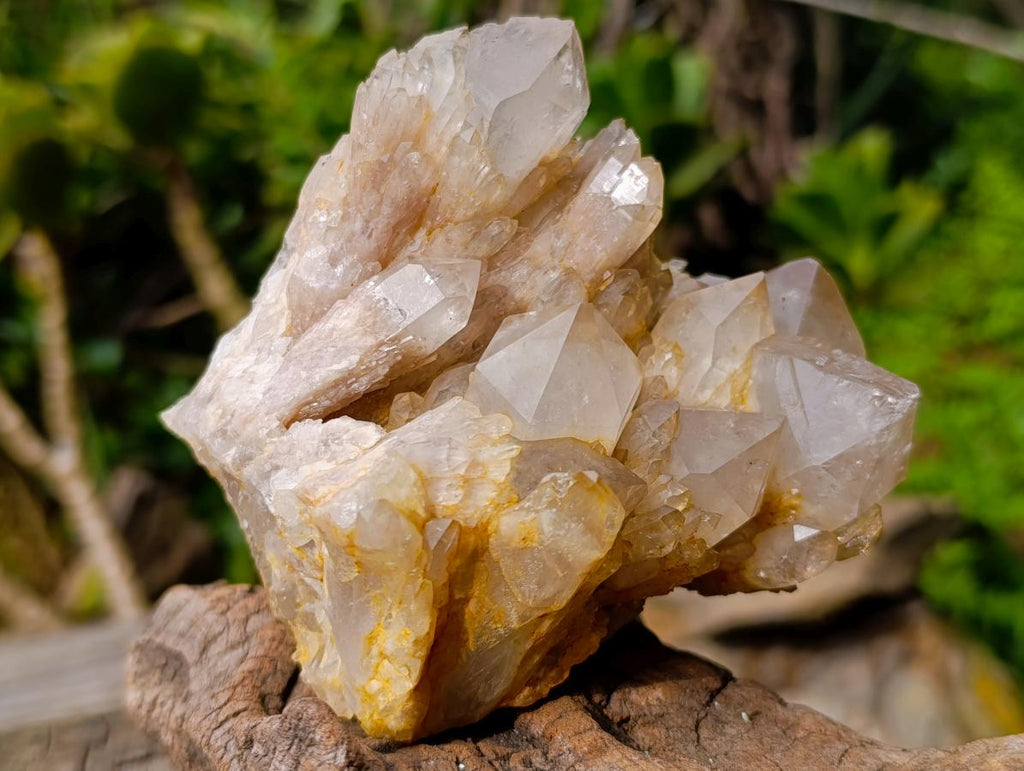 Natural Cascading White Phantom Smokey Luena Quartz Clusters x 3 From Luena, Congo - Toprock Gemstones and Minerals 