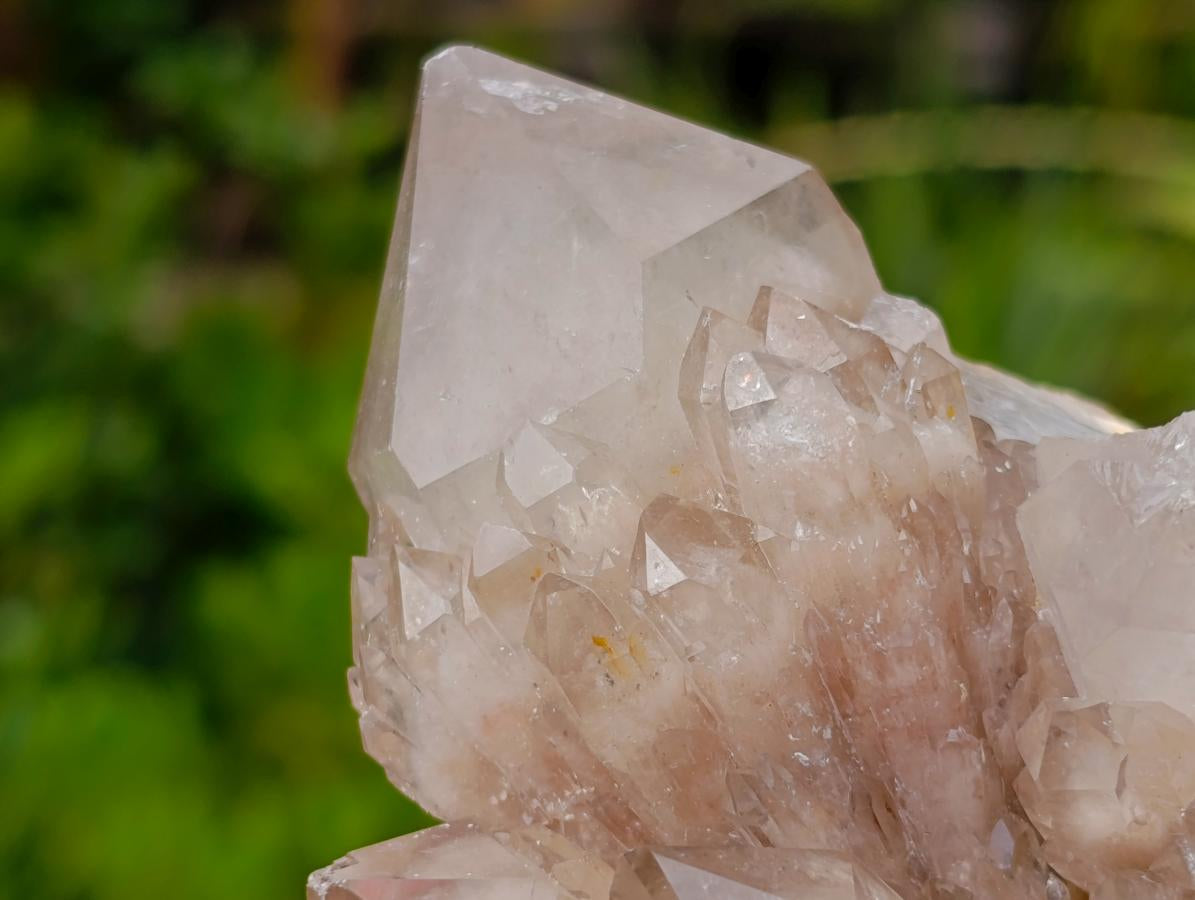 Natural Cascading White Phantom Smokey Luena Quartz Clusters x 3 From Luena, Congo - Toprock Gemstones and Minerals 
