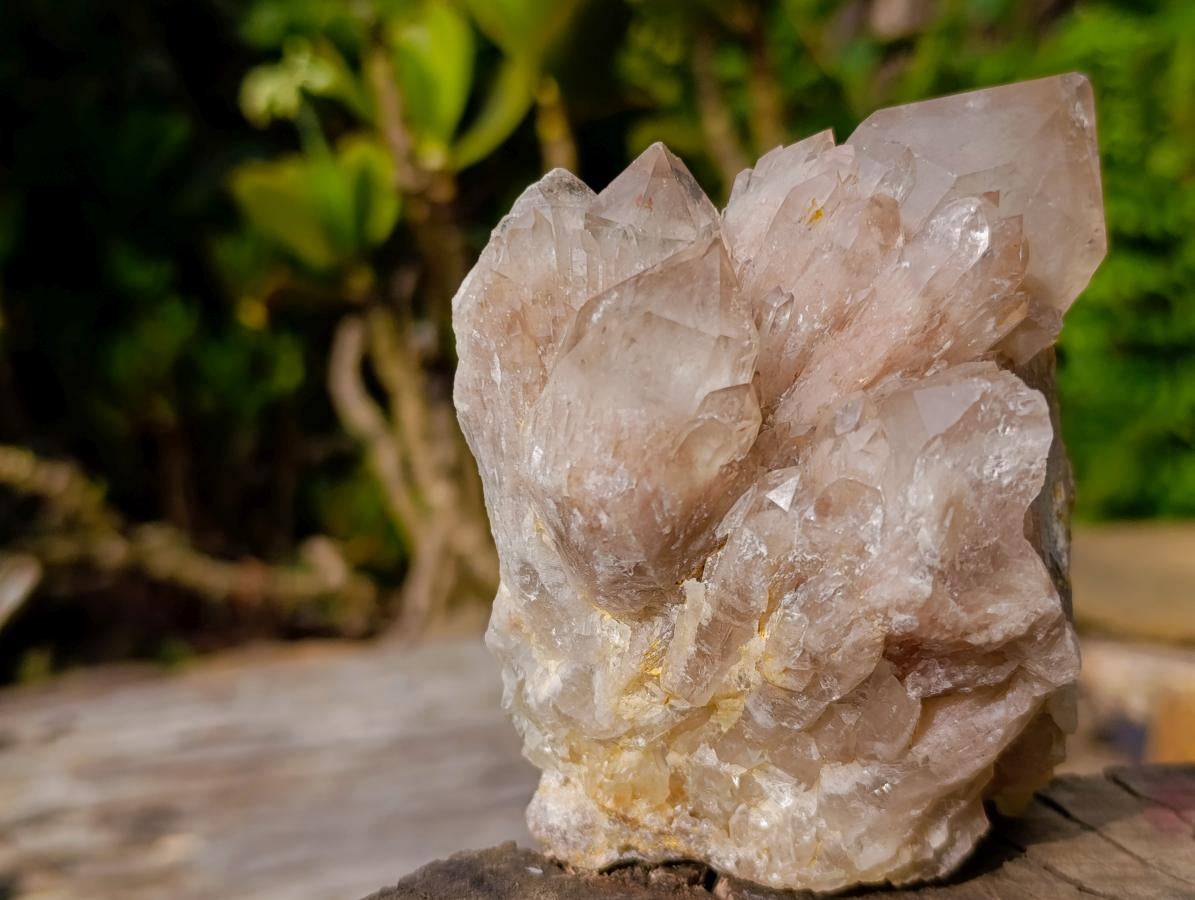 Natural Cascading White Phantom Smokey Luena Quartz Clusters x 3 From Luena, Congo - Toprock Gemstones and Minerals 